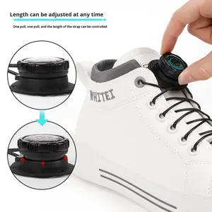 Tali sepatu malas poliester datar tanpa dasi untuk pria wanita Aksesori olahraga luar ruangan dengan tombol putar artefak tetap tidak perlu dasi - Product Image 3