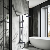 Ensemble de douche pluie en acier inoxydable 304 avec mitigeur à poignée unique et pommeau de douche carré pour salle de bain familiale et hôtel