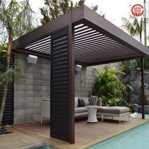 Kits de système de toit à persiennes étanche Gazebo extérieur Jardin <span class=keywords><strong>Pergola</strong></span> en aluminium bioclimatique PVC aluminium personnalisé 10 ans MDF - Product Image 1