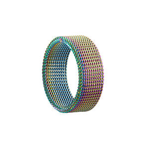Minimalist Jewelry High Quality Colorful Stainless Steel Woven Braided Simple Mesh <b>Rings</b> for Women <b>Men</b> - Product Image 6