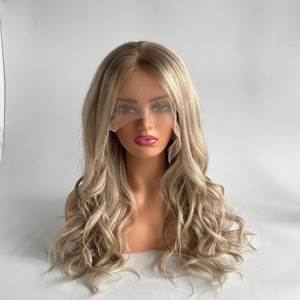 Großhandelsanbieter Glueless Anti-Rutsch Medizinische Perücken Blond 100% Echthaar Handgeknüpfter Seiden-Top Highlight Farbe Perücke für Alopezie - Product Image 2