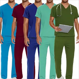 Custom Logo Medical Scrub Sets Operating Room Doctor Nurse Work Wear Nursing Scrubs Uniform Sets For Men