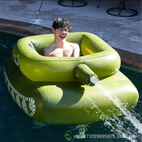 Bouée gonflable en forme de char d'assaut avec pistolet à eau, jouet de bain camouflage, jouet aquatique de combat extérieur pour plage, lac, piscine, fête