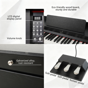 Beisite T-181 xách tay Đàn piano điện tử bàn phím organ điện 88 phím chất lượng cao chuyên nghiệp có thể sạc lại được xây dựng trong loa - Product Image 4