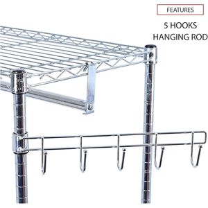 Alera ALEGR363618SR Porte-vêtements à étagères métalliques pour 30 vêtements, 36 po. W X 18 In. D X 75 In. Meuble de rangement mural H en argent - Product Image 5