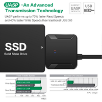 Cable Adaptador Convertidor USB 3.0 a SATA 3 de Precio Económico al por Mayor para Disco Duro HDD/SSD de 3.5 y 2.5 Pulgadas, 45 cm
