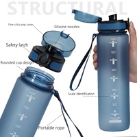 Babybean 1000ml PC Herbruikbare Lekvrije Waterfles met Tijdmarkering en Direct Drinkontwerp voor Buitenactiviteiten