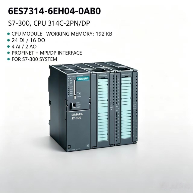 6ES7314-6EH04-0AB0,6ES7 314-6EH04-0AB0,For Siemens PLC SIMATIC S7-300 CPU314C-2PN/DP Compact SPS Controller 192KB Memory