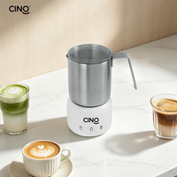 Mousseur à lait électrique en acier inoxydable Cino, avec pot en verre amovible, entièrement automatique, capacité de 150 ml, pour la maison, l'hôtel, la voiture