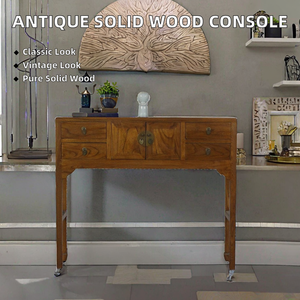 Table console étroite en bois massif artisanale pour chambre à coucher, salle à manger, salon et appartement, avec des designs traditionnels - Product Image 6