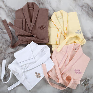 Wholesale 100% Cotton Waffle Weave Kimono Bathrobe Complete Set Hotel And Spa Business Use