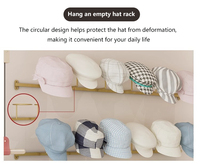 Moderno Organizador de Sombreros de Hierro Resistente para Montar en la Pared con 9 Ganchos, Diseño Multifuncional y Elegante para Almacenamiento de Sombreros