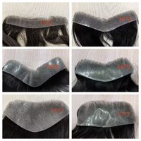 Mince PU Peau Invisible Cheveux Système V-loop Toupee Perruques Durables pour Hommes 100% Unité de Système de Cheveux Humains avec Clip