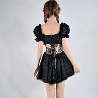 Corsé bajo busto con estampado floral estilo pintura al óleo, de 3 varillas, cincher de cintura corta, cinturón decorativo de moda gótica