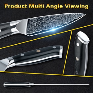 10% de descuento en mango de Pin de mosaico G10 negro, cuchillo profesional de acero de <span class=keywords><strong>Damasco</strong></span> de 5 pulgadas, juegos de cuchillos para carne de mesa con núcleo de acero VG10 - Product Image 4