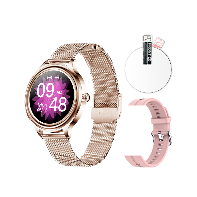 smartwatch KM05 stainless steel gold Double strap female health sports lady smart watch