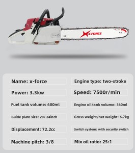Tronçonneuse à essence X-FORCE 20 pouces 52cc, tronçonneuse à essence 2 temps pour la coupe du bois et l'abattage des arbres - Product Image 2