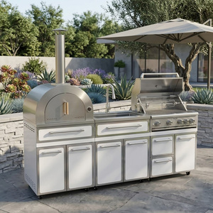 Meubles de cuisine extérieurs modulaires OEM SS304 pour villa, <span class=keywords><strong>protection</strong></span> environnementale, toucher frais, avec évier et robinet - Product Image 1