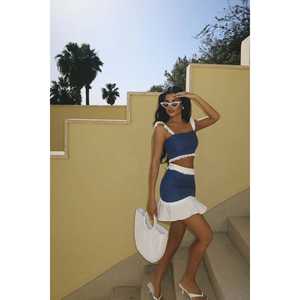 Ensemble jupe courte et haut pour femme Nuina, collection denim - Product Image 1