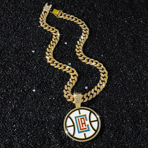 2026 Hot Selling Popular Design Hiphop Style Geometric <b>Basketball</b> Pendant Necklace Men's Alloy Necklace Trendy Jewelry Wholesale - Product Image 3
