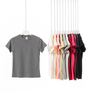 T-shirt pour femmes, <span class=keywords><strong>streetwear</strong></span> de haute qualité, t-shirt uni pour femmes, col rond, t-shirt lavé pour femmes - Product Image 2