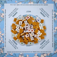 Mahjong américain de luxe moderne, 160 pièces, 36 mm, tuiles en acrylique gravées à 4 couches avec tapis bleu poudré, en stock, pour 4 joueurs