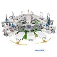 Impresoras Automáticas de Serigrafía para Camisetas KC de Alta Calidad, 5 Estaciones, Multicolor, Área de Impresión de 450X600mm, AC 110V, Usadas, Ajustables