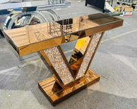 Table console extensible moderne faite à la main avec finition diamantée scintillante