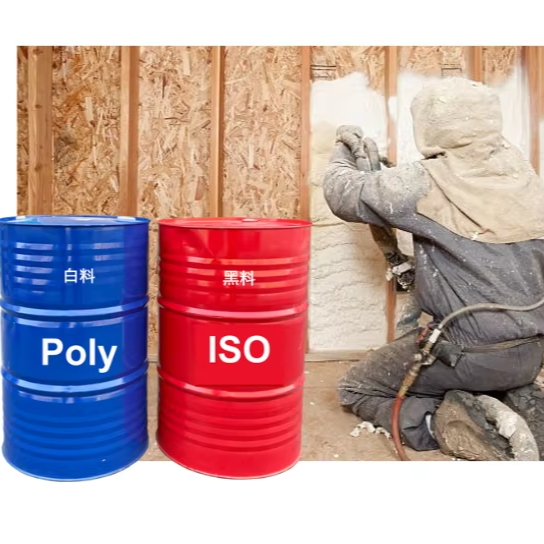 Open/Closed-Cell Spray Polyurethane Foam Blend Polyol and ISO  for Insulation with Sprayer Machine