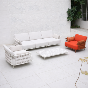 Sofá de Exterior Moderno y Lujoso, Muebles de Jardín de Aluminio con Cuerda Tejida a Mano para <span class=keywords><strong>Terraza</strong></span> de Hotel, Villa y Piscina de Resort - Product Image 3