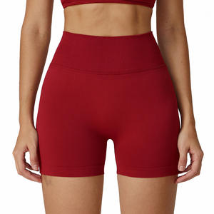 Logo personnalisé femmes taille haute Yoga sans couture solide réversible respirant Shorts exercice Scrunch couture hanche levage motard Booty - Product Image 6