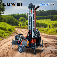 Plateforme de forage de puits d'eau pneumatique robuste, adaptée à l'exploration des eaux souterraines jusqu'à 200 m de profondeur, hautement efficace et portable