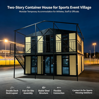 Maison conteneur modulaire à deux étages, extensible, respirante, à structure en acier moderne, avec balcon, pour hébergement hôtelier temporaire sportif