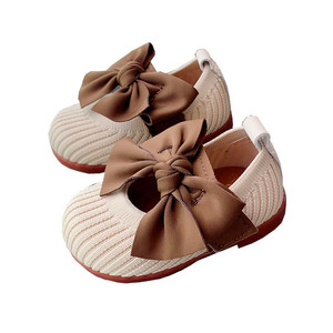 Chaussures de princesse en maille pour filles, collection Printemps-Automne 2026, avec nœud et bout carré, pour bébés de 1 an, semelle souple, fermeture auto-agrippante - Product Image 5
