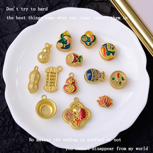 2025 gran oferta oro antiguo riqueza Nafu pequeño colgante pulsera colgante paz alegría aleación DIY Accesorios - Product Image 3