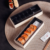 Offre Spéciale – Emballage de Luxe Personnalisé en Bois d'Aspen pour Gâteaux, Snacks, Pains et Sushis – Boîte Jetable Noire pour Chocolats Sucrés