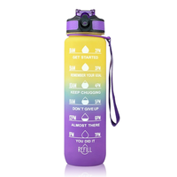 Logo Multicolore 1000ML Capacité Matière Plastique Sports Time Marker Gym Sports Bouteilles D'eau Avec Pailles
