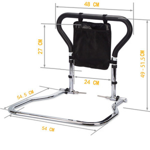 Barandilla plegable doble para cabecera de cama para personas mayores y mujeres embarazadas, sin necesidad de perforación, altura de protección de 27 cm, color plateado brillante - Product Image 3