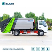 Camion de ramassage des déchets Isuzu 4x2 avec benne verte, camion compacteur de déchets pour usage urbain, camion de collecte des déchets en promotion