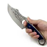 Couteau de cuisine pleine soie en gros couperet à viande forgé à la main avec manche en bois et anneau pour filet de camping et de chasse