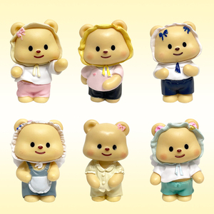 Boîte à surprise en PVC Butter Bear en gros, 6 pièces/ensemble, version habillée. Statues de figurines de mangas de célébrités d'Internet, figurines d'animaux, décoration - Product Image 3