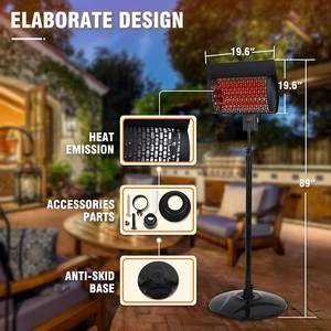 Konwin SPH-15NR инфракрасный Мгновенный водонагреватель Электрический открытый патио нагреватель с цифровым панель, украшенное мозаикой из драгоценных камней, 12H таймер - Product Image 5