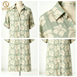 Abito Camicia <span class=keywords><strong>da</strong></span> Donna Personalizzato con Stampa Floreale, Manica Corta e Bottoni, Abbigliamento Casual per Adulti - Product Image 4