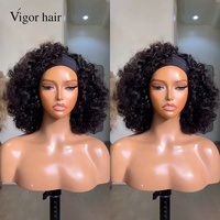 Perruques à bandeau à faible entretien, style Socialite, en cheveux humains brésiliens bruts, Sdd, bouclées ondulées et volumineuses, sans dentelle