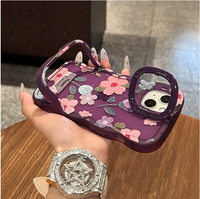 Fleur Romantique Invisible Double Titulaire Vague Bord TPU Housse de Téléphone Portable pour Iphone X Xr Xs 11 12 13 14 15 16 17 Pro Max