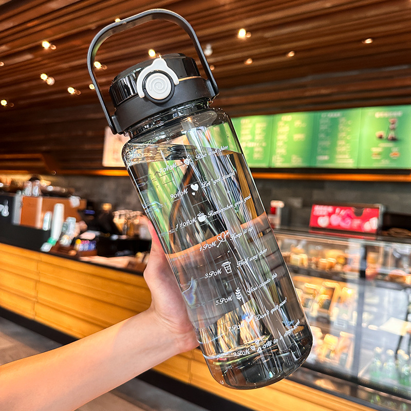 Bright black 2000ml resistant portable double drink cup lid]]