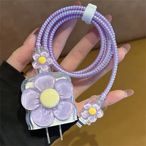 <span class=keywords><strong>Coque</strong></span> de protection USB en époxy à motif floral frais et mignon pour tête de câble de charge rapide <span class=keywords><strong>iPhone</strong></span> 18W-20W - Product Image 4