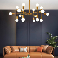 ENSEMBLE Plafond Led Lumière Moderne Verre De Noël Bulle Lampe Boules Branche Ballons Lustre Pendentif Suspendus Lumières De Luxe