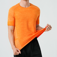 T-shirt de sport pour homme en tricot sans couture, séchage rapide, respirant, manches courtes, col rond, pour la course à pied et l'entraînement