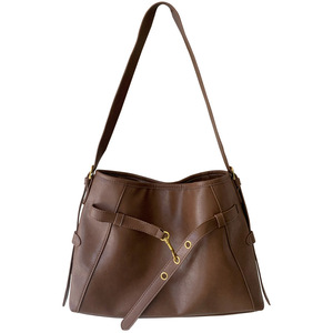 Merlad Retro Tote Bag Brown Horizontal Square Large Capacity Vintage Shoulder Crossbody Bag Everyday Outfits - Product Image 5